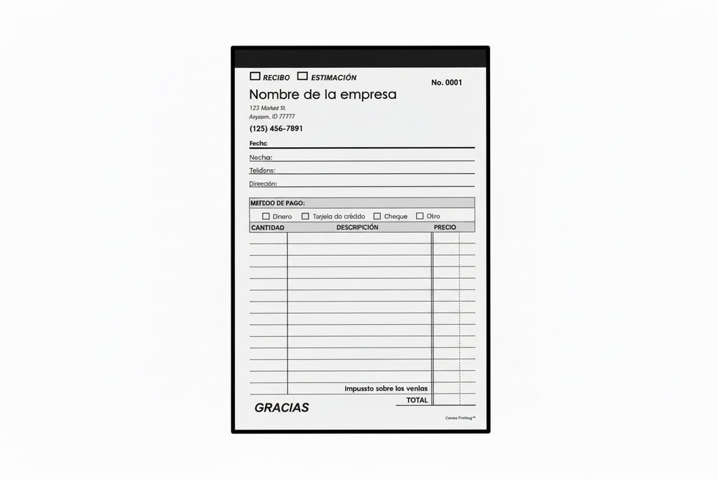 Formulario de recibo/estimación