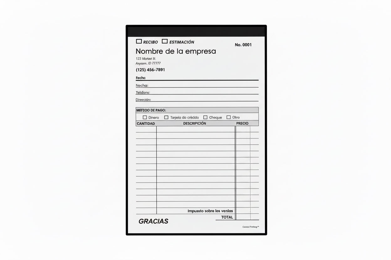 Formulario de recibo/estimación